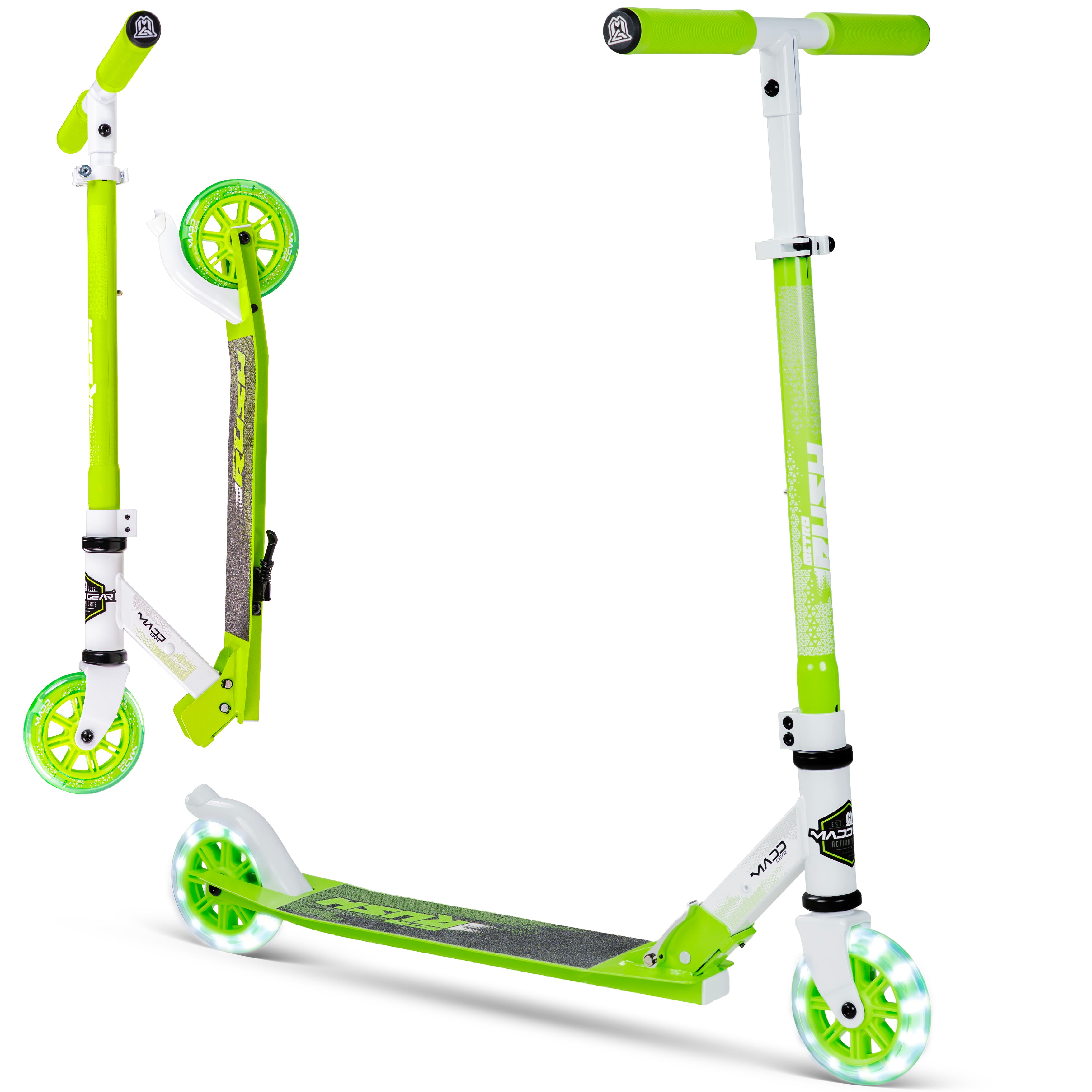Rush 125 Kids Folding Scooter- White Green – Madd Gear