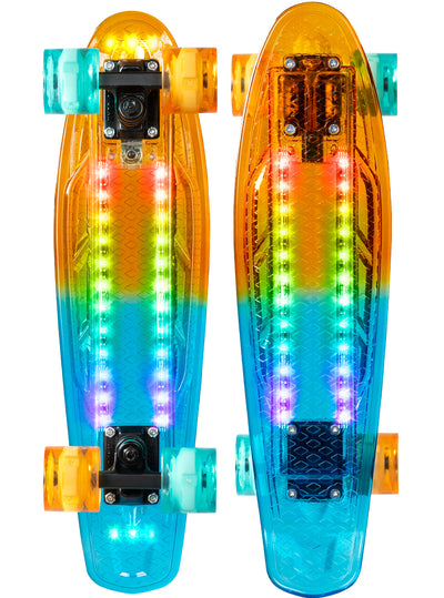 Madd Gear Penny Board Skateboard LED Light-Up RGB Bright Fun Complete Deck Boys Girls Orange Teal