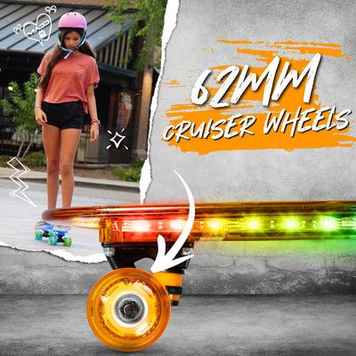 Madd Gear Kids Skateboard Penny Australia Deck Complete Skateboard Flashing LED Lights Wheels Orange Teal
