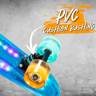 Madd Gear Retro Penny Board Complete Skateboard Orange Teal Lights Light-Up RGB Bushing Orange Teal