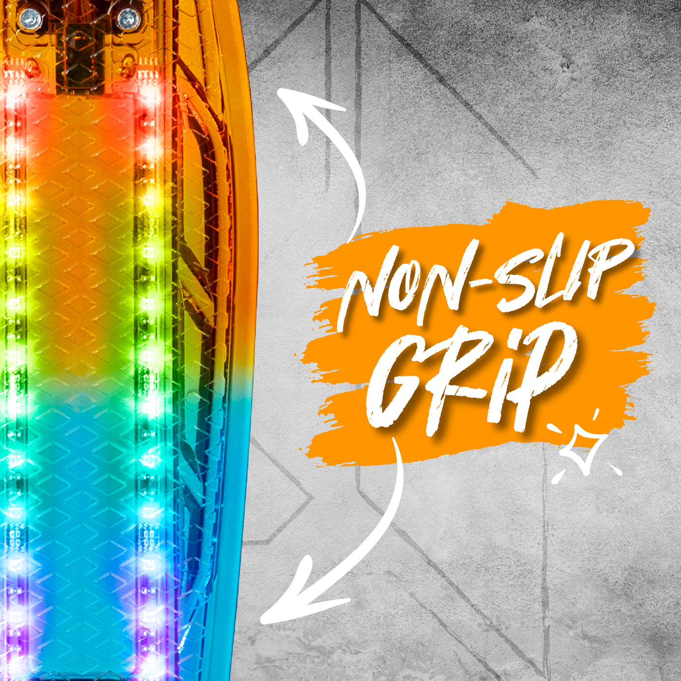 Madd Gear Retro Penny Board Skateboard Light-Up LED RGB Kids Children Boys Girls Grip Orange Teal