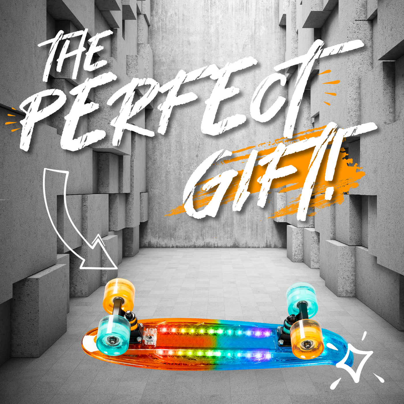 Madd Gear Lightup Kids Skateboard Penny Complete Retro Orange Teal Boys Girls Perfect Gift