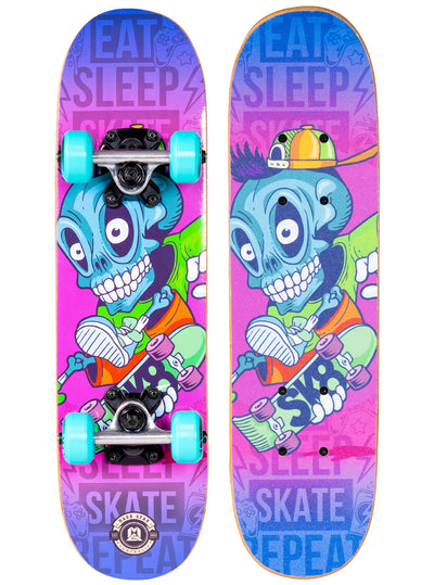 Madd Gear 22" Locker Board Skateboard Popsicle Complete High Quality Maple Ply Kids Childrens Teens Adults Trick Skate Park Cool Graphics Pink Blue Teal Skeleton Skater