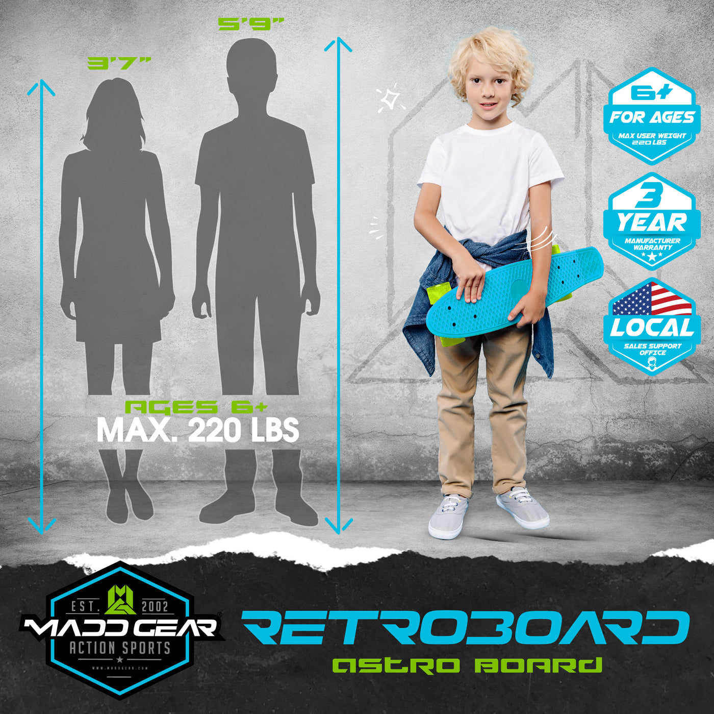 Madd Gear Retro Board Skateboard Penny 22" Plastic Flexible Kids Children Complete High Quality Blue Green Compact Skateboard