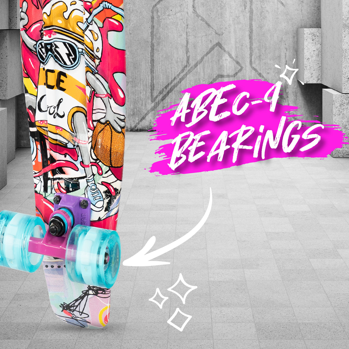 Madd Gear Penny Board Plastic Skateboard Retro Purple Girls Boys Skate Kids Bearings