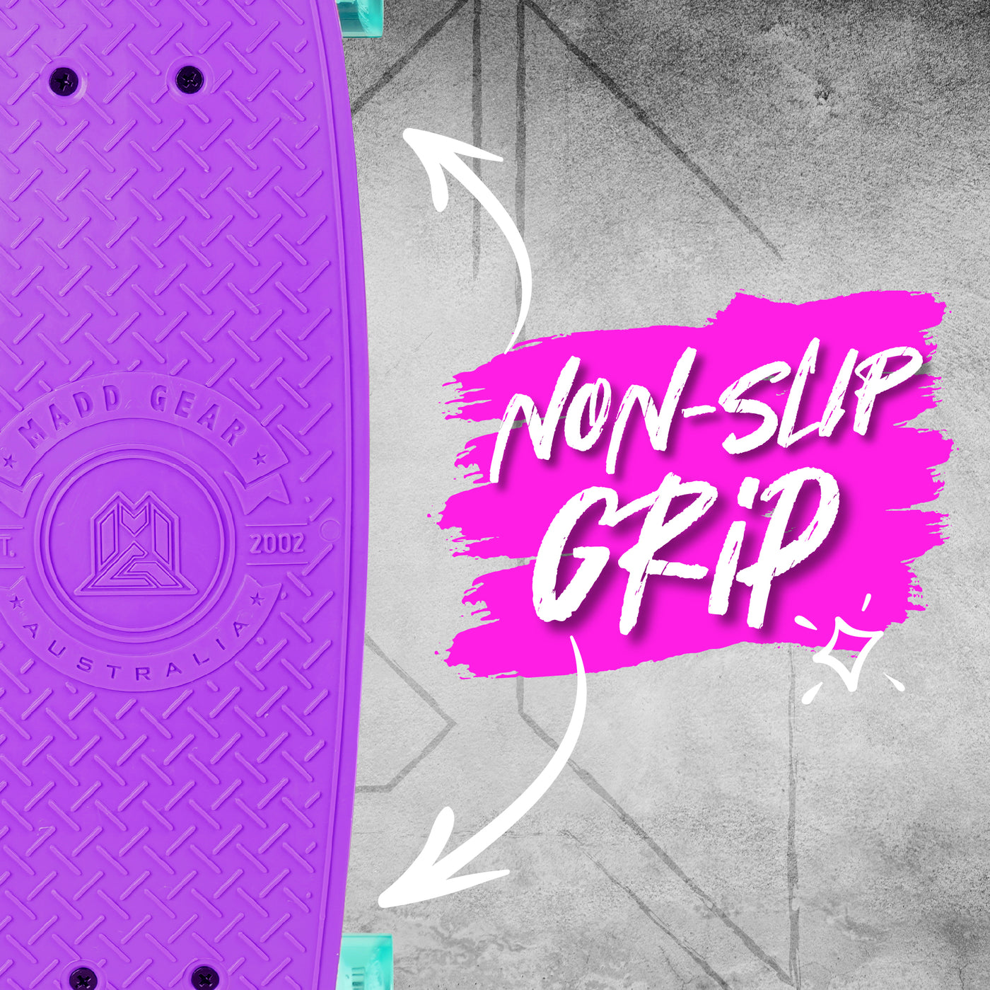 Madd Gear Retro Complete Penny Board Skateboard Plastic Boys Girls Purple Grip