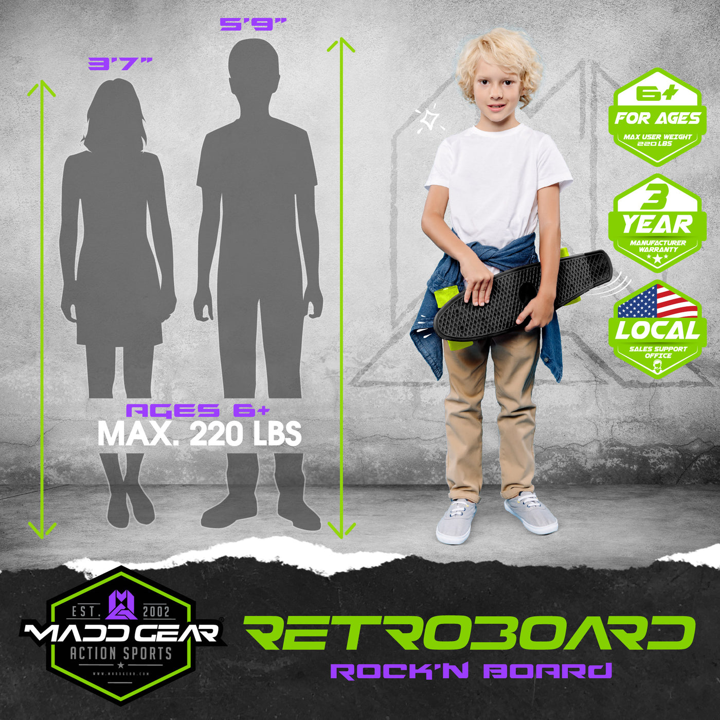 Madd Gear Retro Board Skateboard Penny 22" Plastic Flexible Kids Children Complete High Quality Green Compact Skateboard