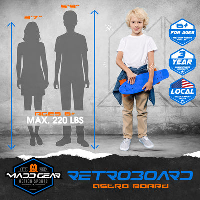 Madd Gear Retro Board Skateboard Penny 22" Plastic Flexible Kids Children Complete High Quality Blue Orange Compact Skateboard