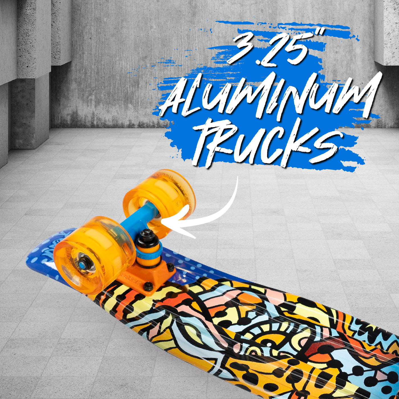 Madd Gear Plastic Retro Penny Board Skateboard Blue Orange Boys Girls Aluminum Trucks