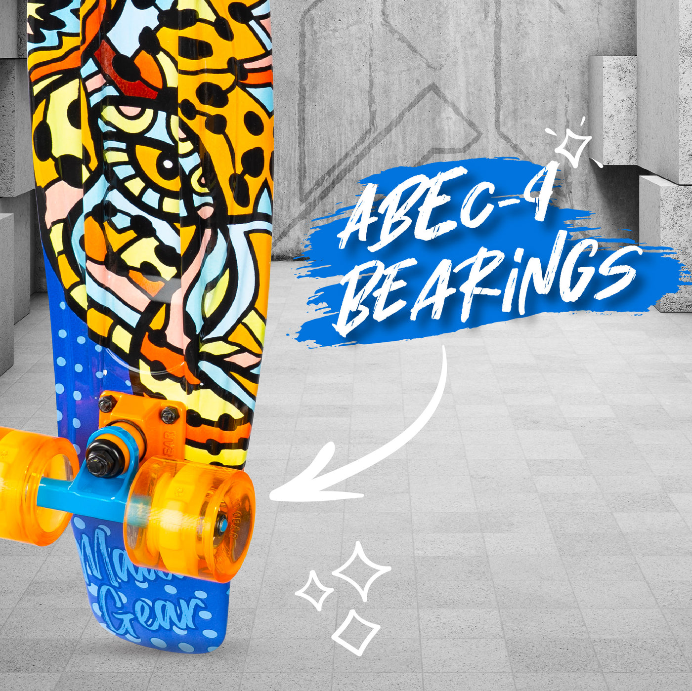 Madd Gear Penny Board Plastic Skateboard Retro Blue Orange  Girls Boys Skate Kids Bearings