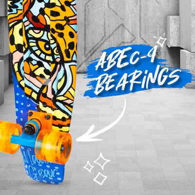 Madd Gear Penny Board Plastic Skateboard Retro Blue Orange  Girls Boys Skate Kids Bearings