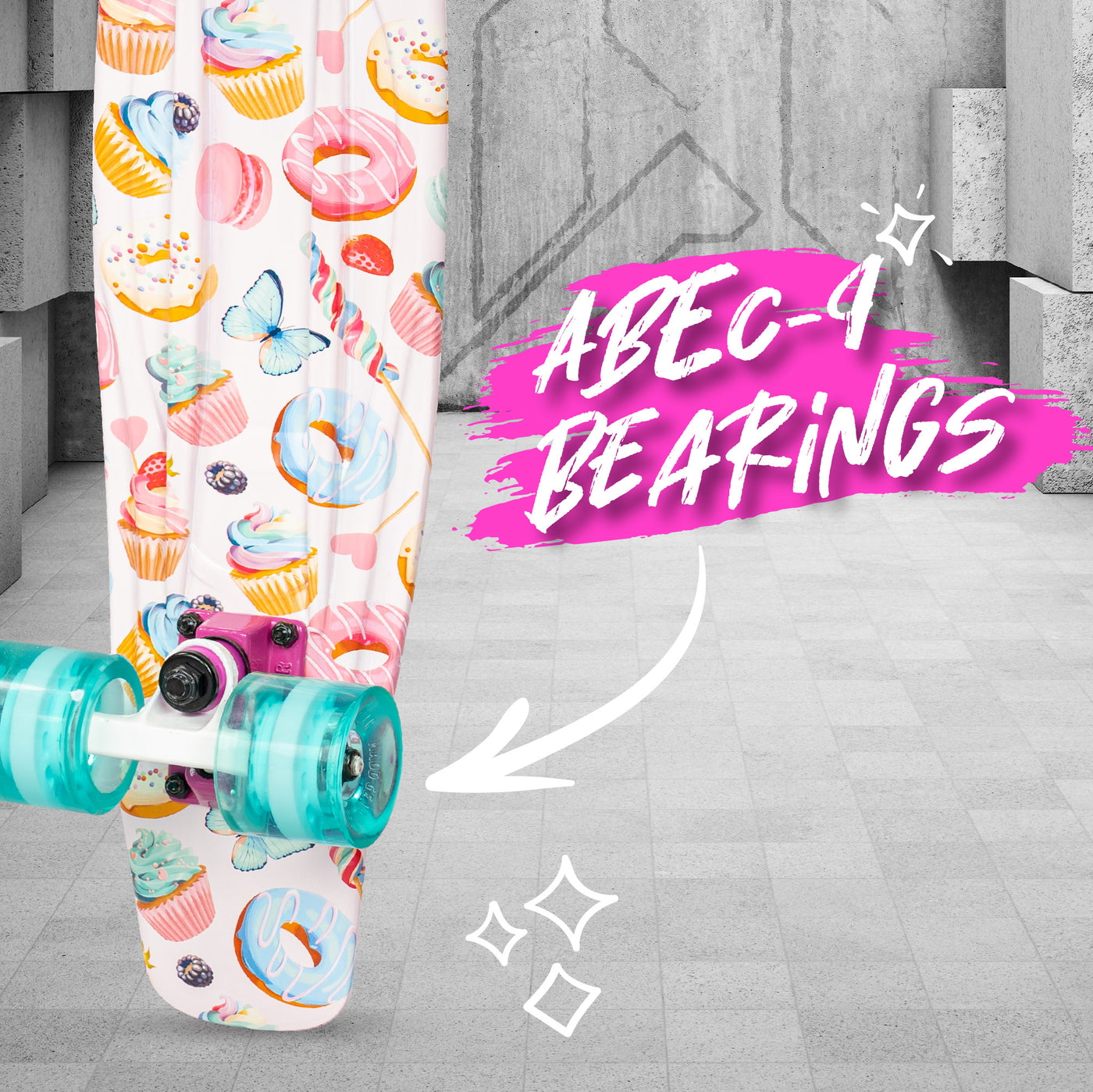Madd Gear Penny Board Plastic Skateboard Retro Pink Girls Boys Skate Kids Bearings