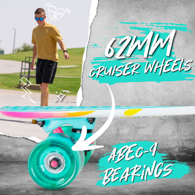 Madd Gear Retro Board Skateboard Penny 22" Plastic Flexible Kids Children Complete High Quality Yellow Pink Teal Pineapple Fruit Smooth Rolling Wheels