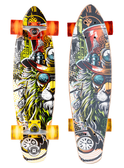 Madd Gear 28" Board Cruiser Complete Skateboard Longboard High Quality Maple Ply Skate Park Kids Childrens Adults Teens Boys Girls Cool Graphics Black Orange Yellow Green Multicolor Steampunk Lion