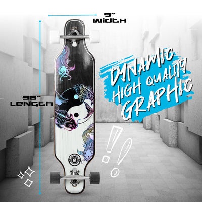Madd Gear MGP Drop Through Dropthrough Longboard Cruiser Skateboard Complete Yin Yang Koi Fish High Quality Graphic