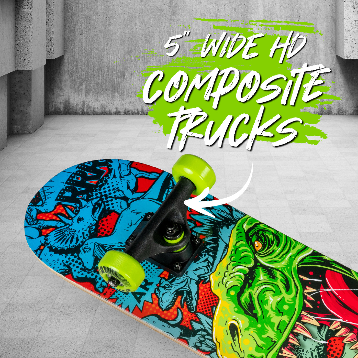 Madd Gear Skateboard Trucks Beginner Board Green Blue Kids Boys Girls Dinosaur