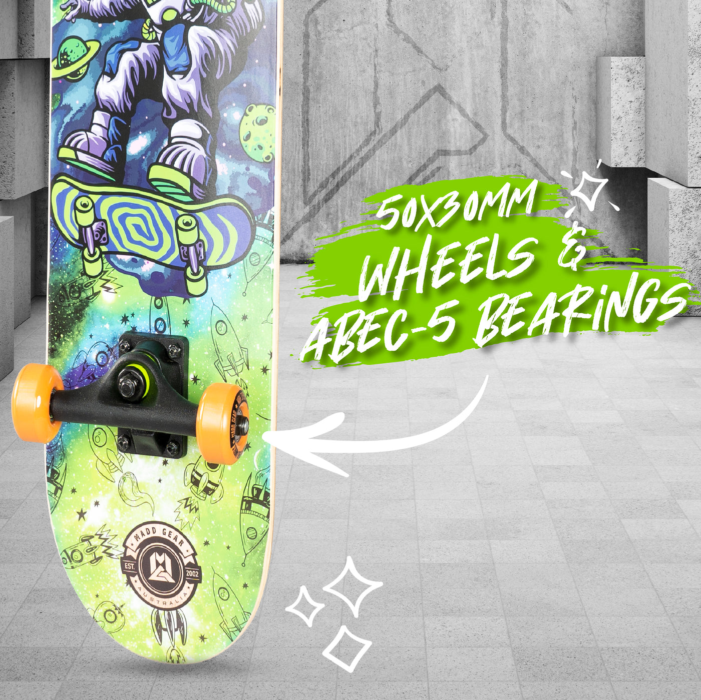 Madd Gear 31" Board Skateboard Popsicle Complete High Quality Maple Ply Kids Childrens Trick Skate Park Trucks Wheels Bearings