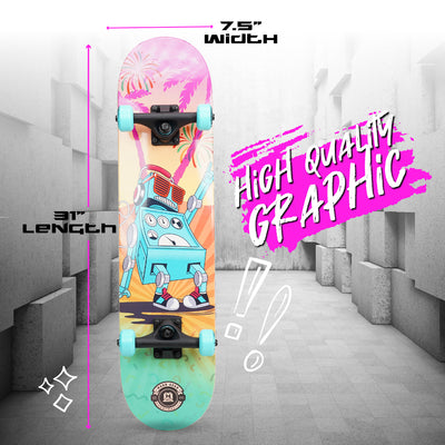 Madd Gear Skateboard Beginner Boys Girls Complete Skate Park Maple Deck High Quality Graphic Robot