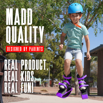 Madd Gear Boosters Boost Boots Kids Jumping Shoes Kangaroo Bouncing Kangoo Light-Up Lights LED Black Purple Designed by Parents