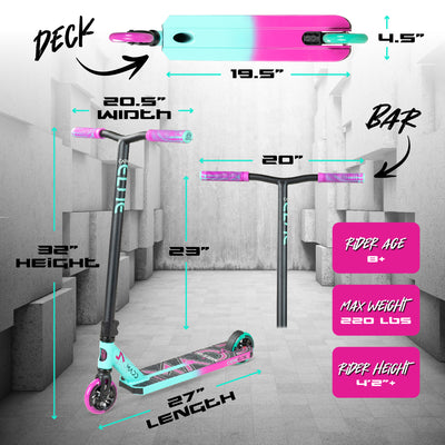 MG Madd Gear Carve Elite Razor Stunt Trick Scooter Teal Pink