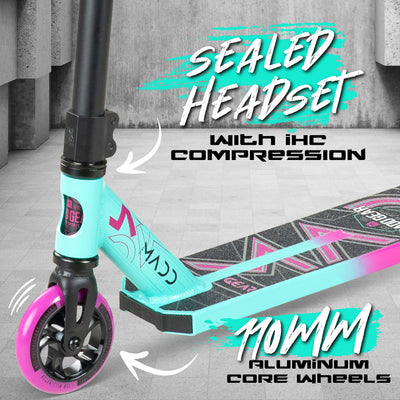 Carve Elite Razor Stunt Trick Scooter Kick Teal Pink Skate Park Madd Gear Madgear Aluminum Core Wheels