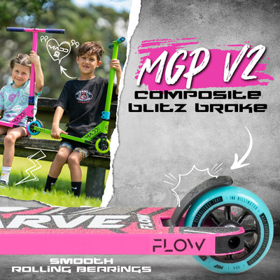 MGP Madd Gear Pink Teal Carve Flow-X Pro Stunt Scooter Composite Blitz Brake Smooth Bearings