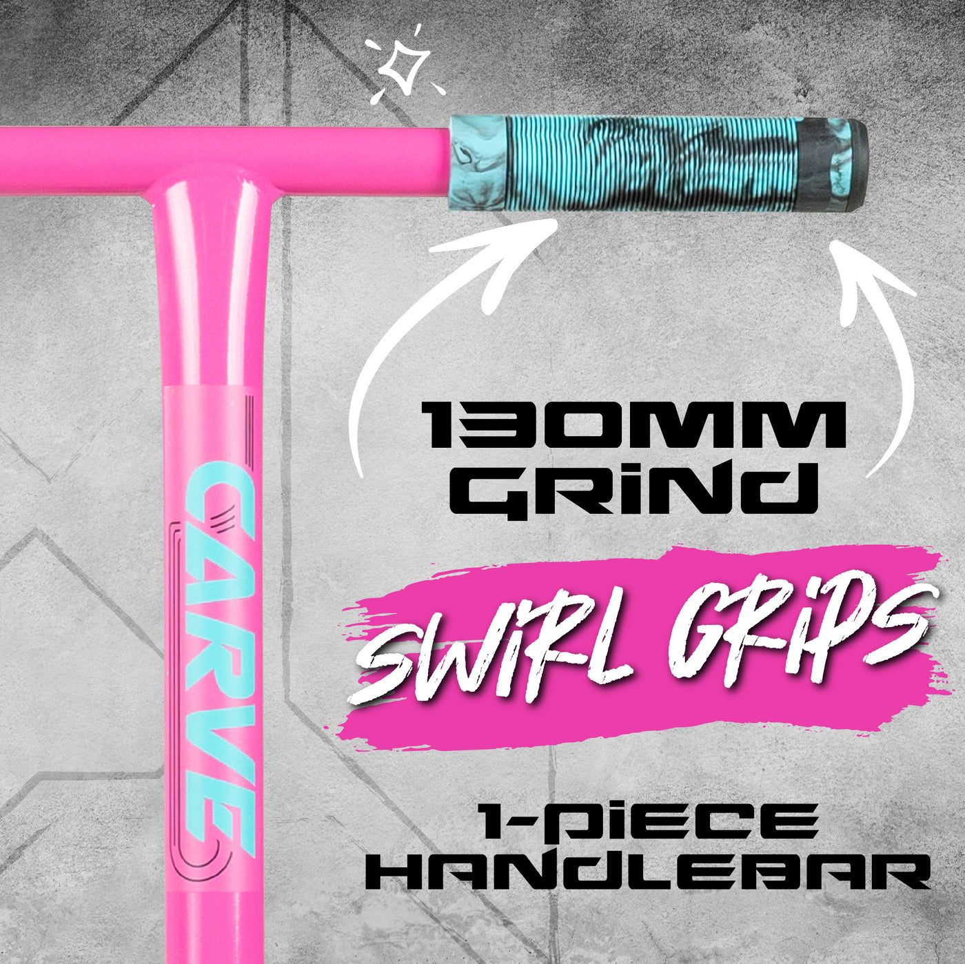 Madd Gear Madgear Carve Flow-X Stunt Pro Scooter 130mm Grind Grips Pink Teal