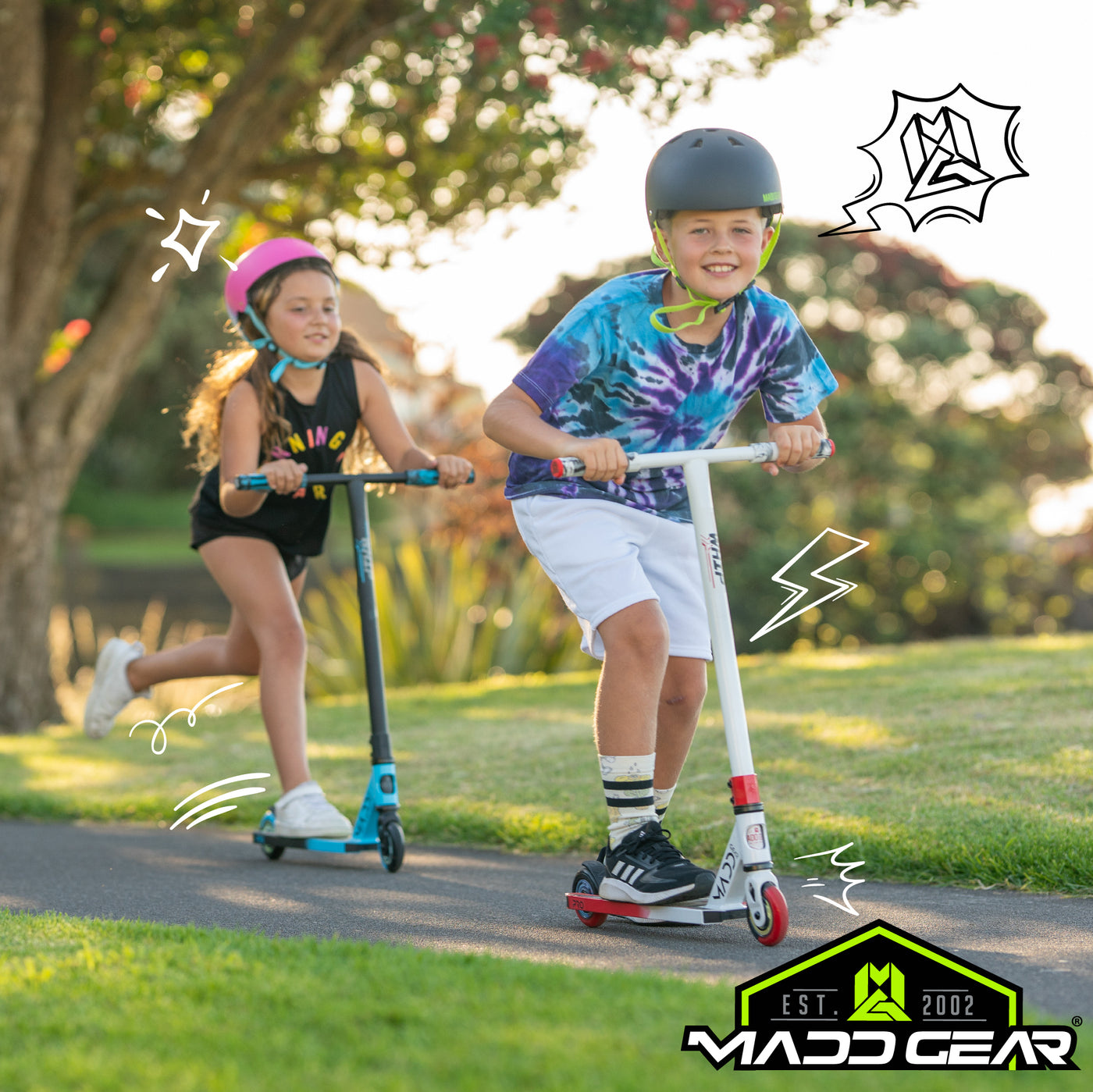 Madd Gear Pro Carve Razor Stunt Trick Scooter Kick Kids Green Skate Park Children