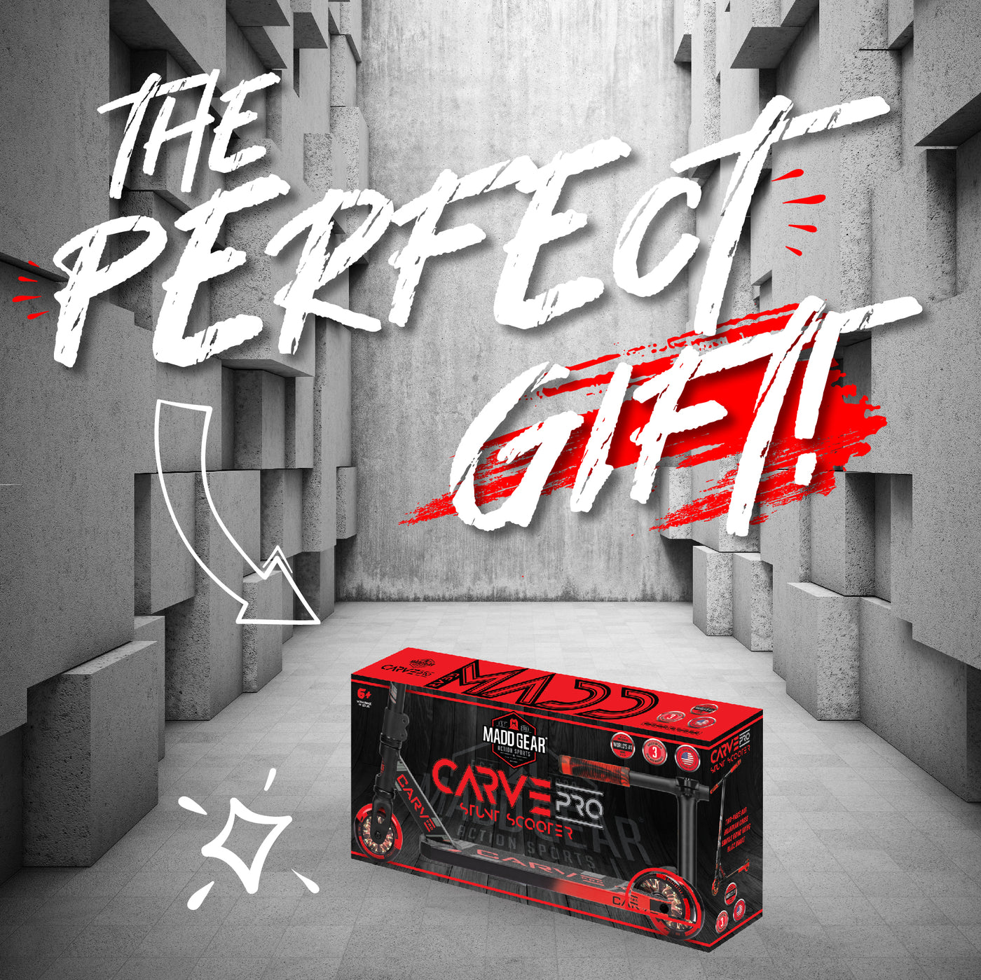 MGP Madd Gear Carve Pro Stunt Trick Kick Scooter Razor Red Black Perfect Gift