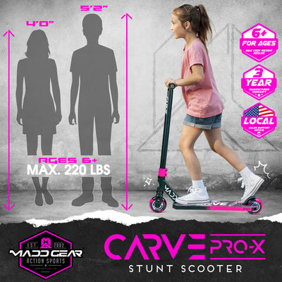 Madd Gear Pro Carve Razor Stunt Trick Pro-X Scooter Kick Pink Black