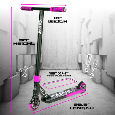 Madd Gear Pro Carve Razor Stunt Trick Pro-X Scooter Kick MGP Kids Black Pink Skate Park Children Grips