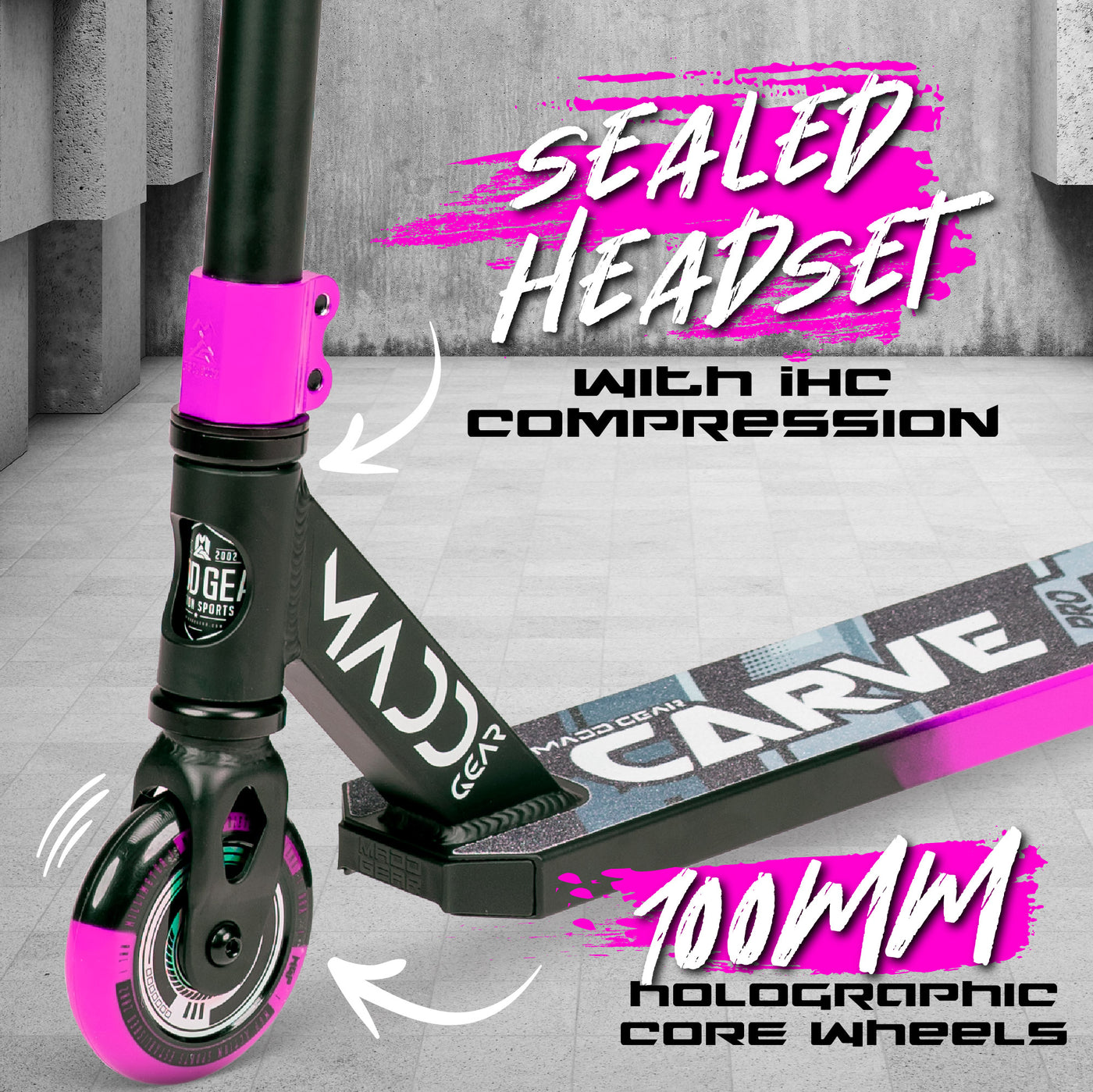 MGP Carve Pro Razor Stunt Trick Kick Pro-X Scooter Black Pink Kids