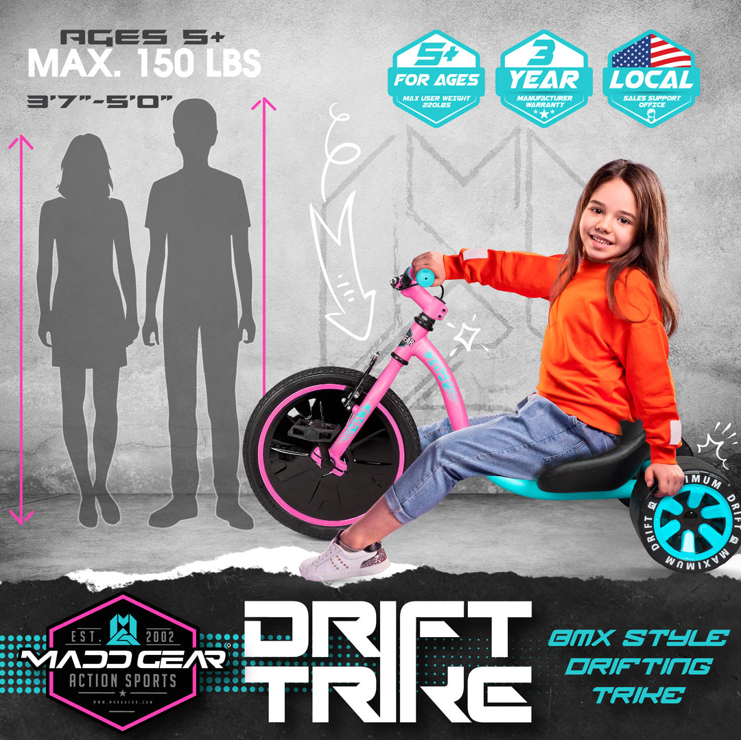 Madd Gear Drift Trike Pink Teal