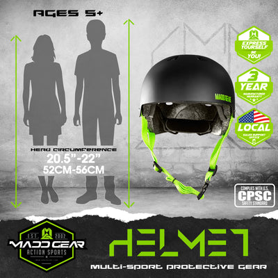 Madd Gear MGP CPSC EPS Helmet Adjustable Children Black Green
