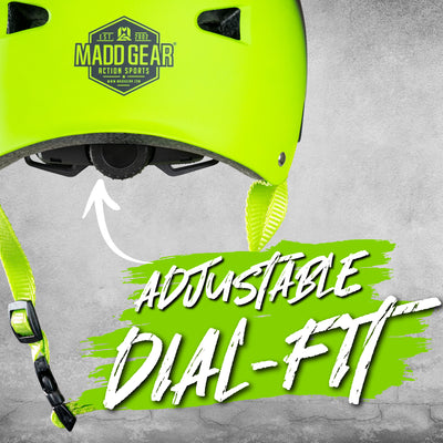 MGP Madd Gear EPS Helmet Adjustable Dial-fit Kids Boys Girls Black Green