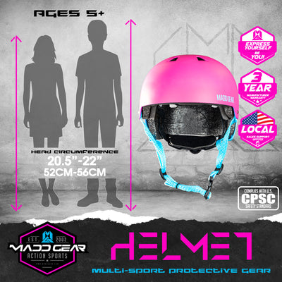 Madd Gear MGP CPSC EPS Helmet Adjustable Children Pink Blue