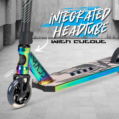 Madd Gear MGP Kick Extreme Stunt Scooter Complete High Quality Razor Pro Trick Skate Park Mad Neochrome Oil Slick 5" Deck Integrated Headtube with Cutout