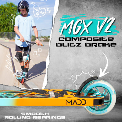 Madd Gear MGP Kick Extreme Stunt Scooter Complete High Quality Razor Pro Trick Skate Park Mad Teal Orange Bearings Brake