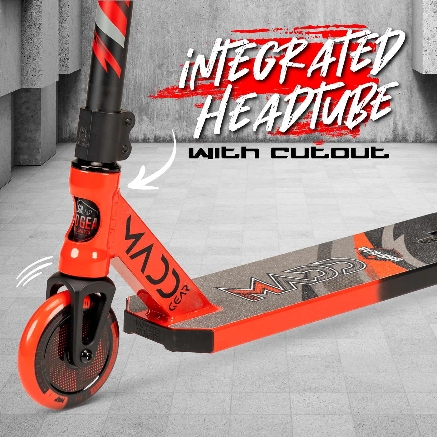 Madd Gear MGP Kick Pro Stunt Scooter Complete High Quality Razor Pro Trick Skate Park Mad Red Black 5" Deck Integrated Headtube with Cutout
