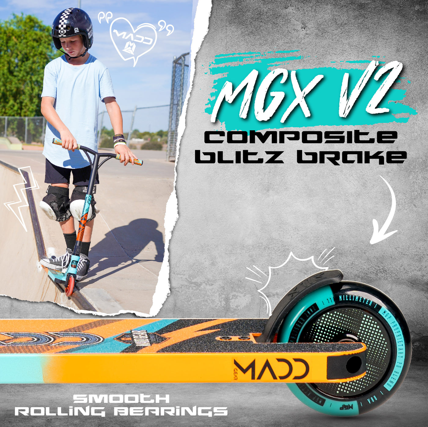 Madd Gear MGP Kick Pro Stunt Scooter Complete High Quality Razor Pro Trick Skate Park Mad Teal Orange Bearings Brake