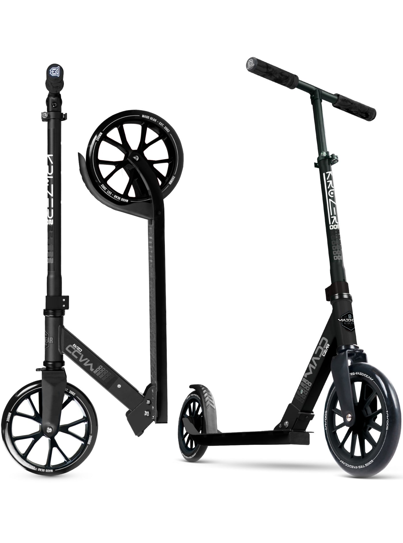 MG Kruzer 200 Folding Commuter Scooter in Black – Stylish design, perfect for urban commuting and leisure rides