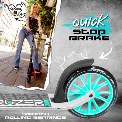 MG Kruzer 200 Folding Scooter. Cruise with ease with smooth bearings and quick stop brake.