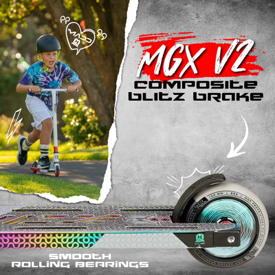 MGX P2 Pro Neochrome Oil Slick Stunt Scooter Lightest Best Madd Gear MGP Hollow Cores Smooth Rolling Bearings Brake
