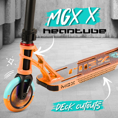 MGX P2 Pro Orange Teal Orix Stunt Scooter Lightest Best Madd Gear MGP Headtube