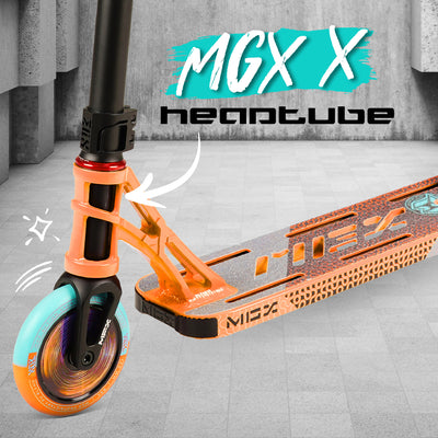 MGX P2 Pro Orange Teal Orix Stunt Scooter Lightest Best Madd Gear MGP Headtube