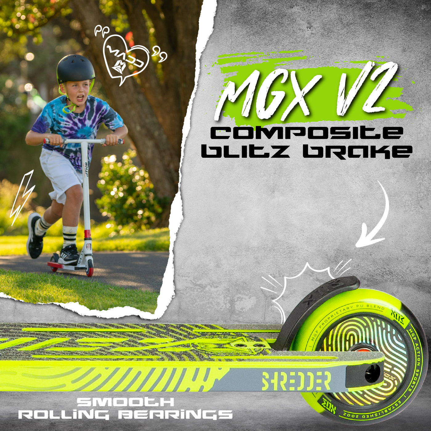 madd gear mad mgx pro scooter stunt trick kids shredder S2 complete black green skatepark