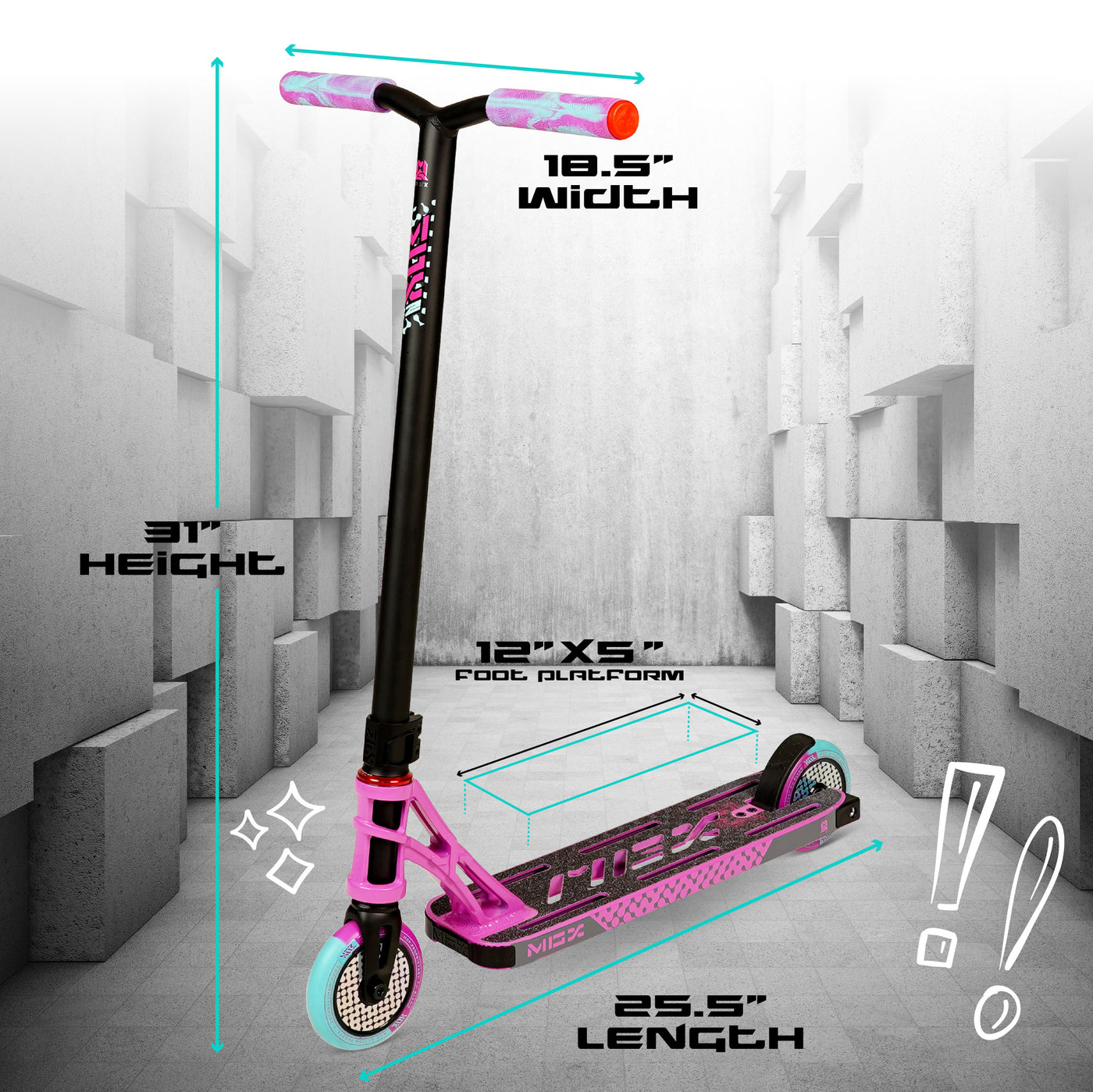 Madd Gear MGP MGX S2 Shredder Stunt Pro Scooter Complete High Quality Razor Trick Skate Park Mad Pink Teal Ripa Deck