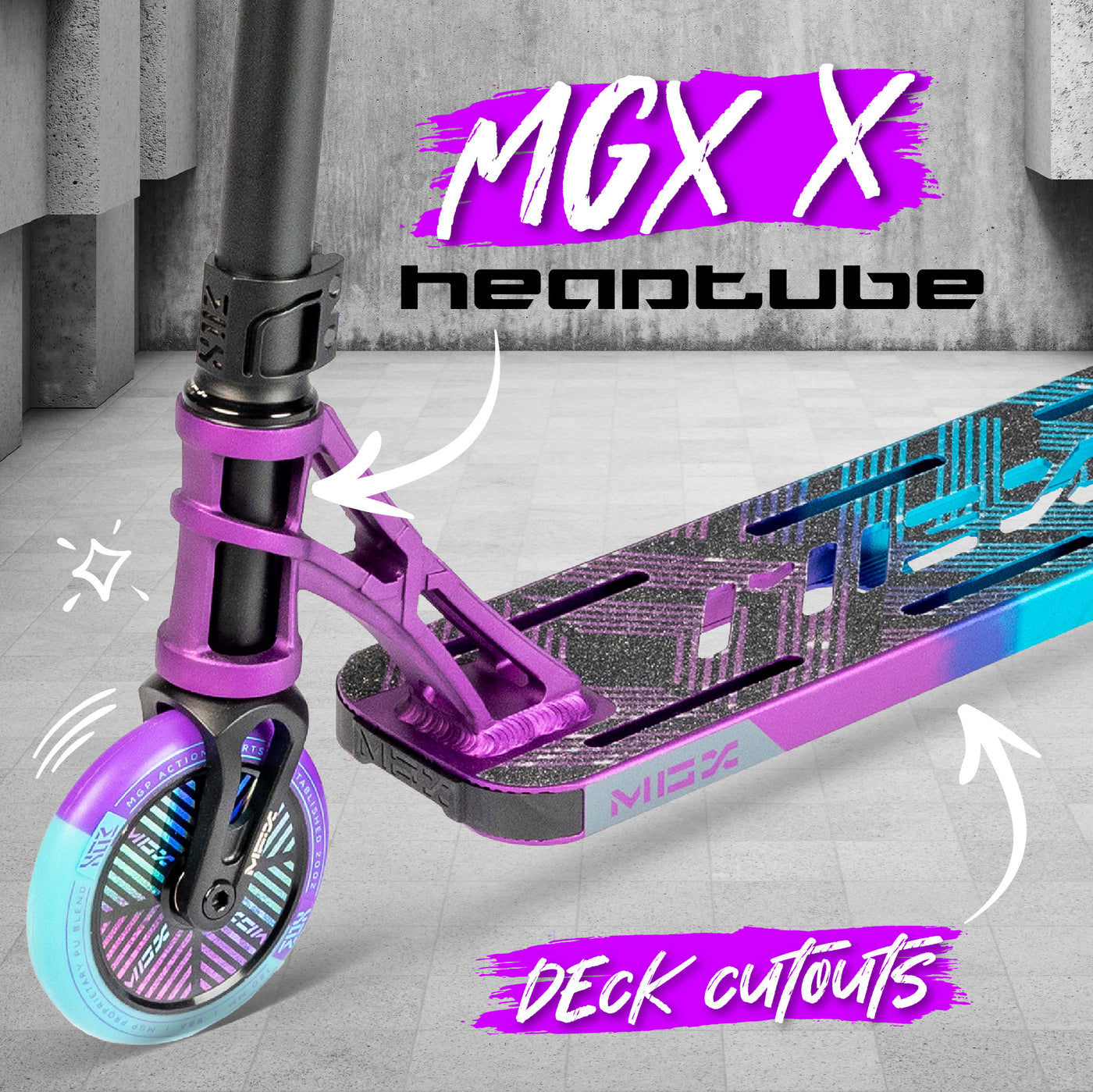 MGX T1 Team Purple Teal RP-1 Stunt Scooter Lightest Best Madd Gear MGP Headtube