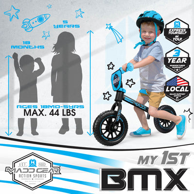 MGP Madd Gear Balance Bike My 1st BMX Trainer Strider Running Black Blue Children