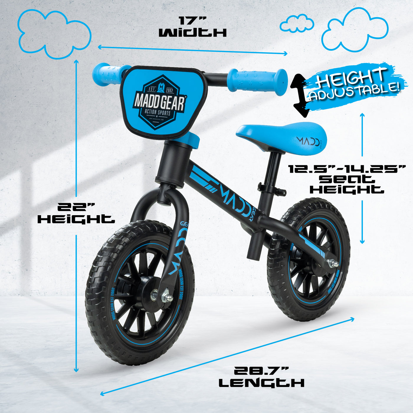 Madd Gear My 1st BMX Black Blue Toddlers Balance Bike